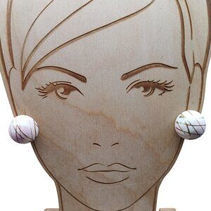 Splatter Paint Artsy Pastel Earrings, Vintage Lucite and Elegant Gold Button